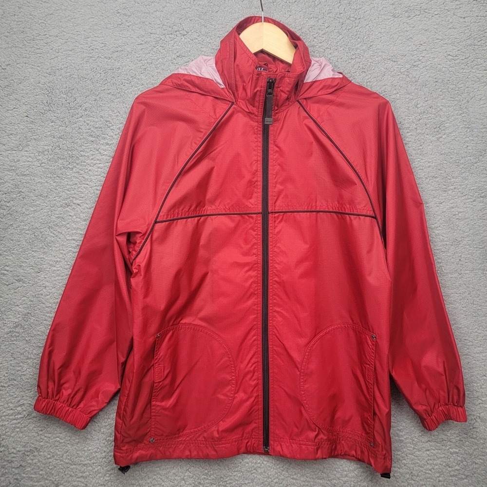 Gap Kids Youth Windbreaker Hooded Jacket Full Zip XXL (14-16) Red Nylon‎ Unisex